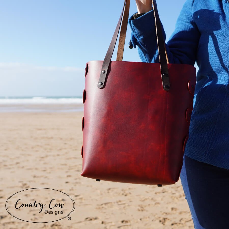 Completed Red Leather Tote