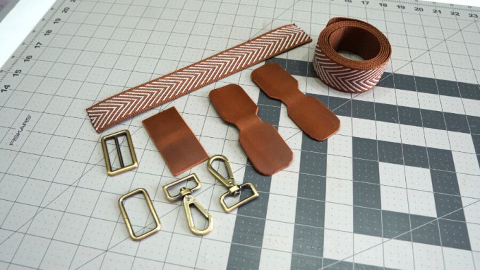 Parts for making a leather and webbing strap