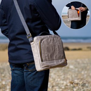 Grey Waxed Canvas Kedemoth Messenger Bag by Country Cow Designs