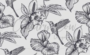 Hummingbirds Neutral Water Resistant Cotton Canvas