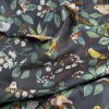 Cotton fabric with leaf and bird print design