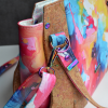 Bright splatter vinyl on a bag made by Silent Bear Stitching