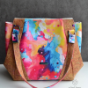 Bright splatter vinyl on a bag made by Silent Bear Stitching