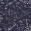 Cotton canvas with a plane blueprint design