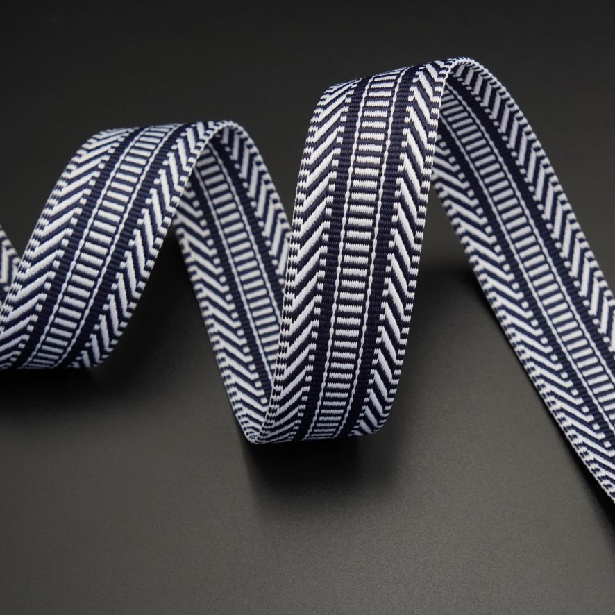 38mm Navy and White Patterned Webbing