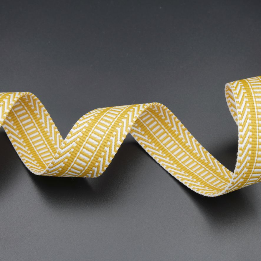 38mm Yellow and White Patterned Webbing