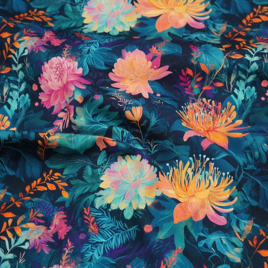 Printed Vinyl 1/2m Pre-cut - Blue Floral
