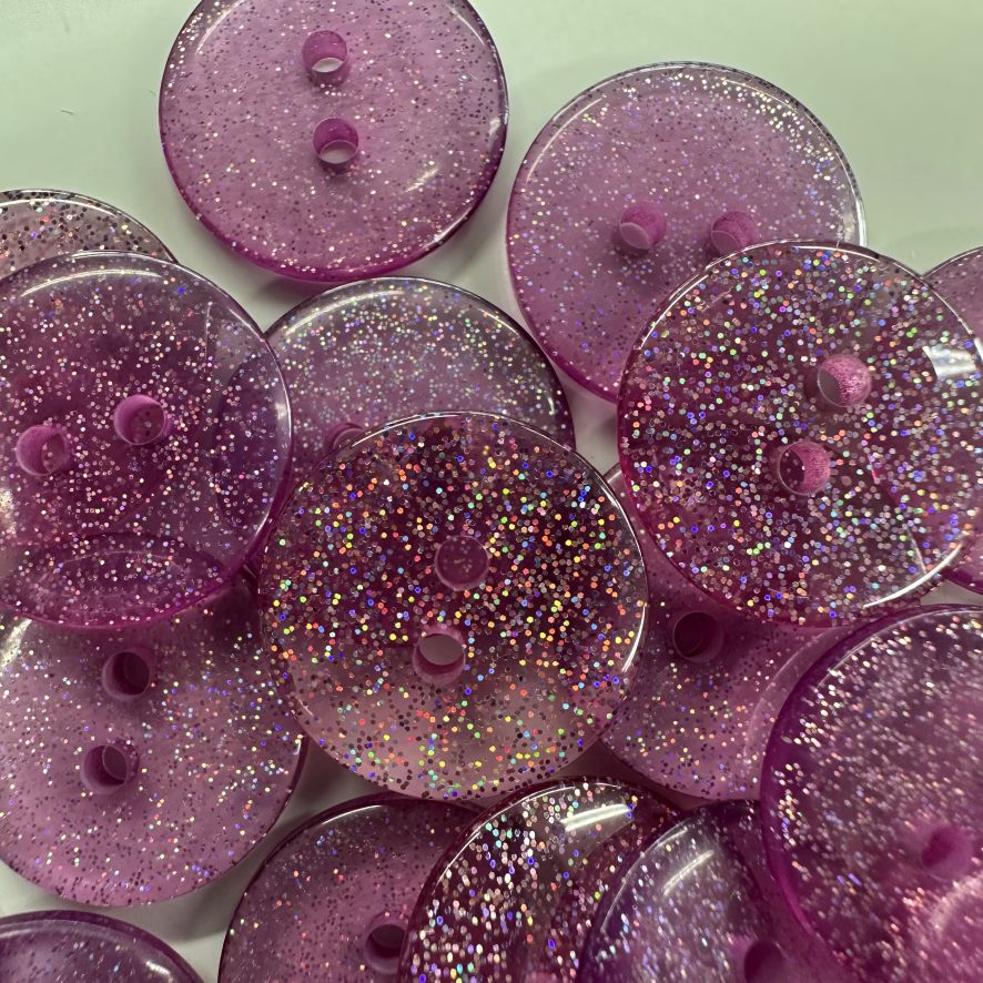 18mm Glitter Mauve Buttons