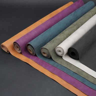 Various colours of faux suede leather
