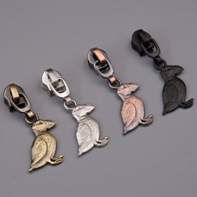 metal zip pulls in various colours