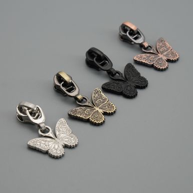 Butterfly zip pulls in various colours