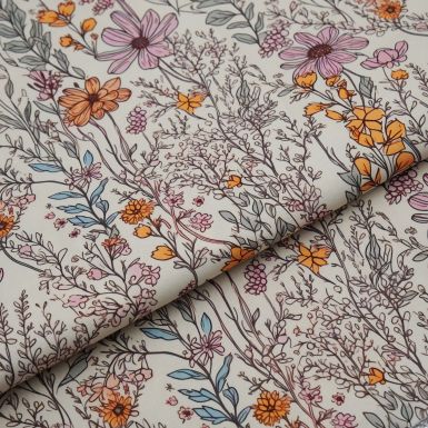 Water resistant cotton canvas with a wildflower print design