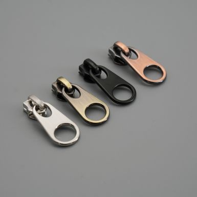 large metal bag zip pulls in various colours